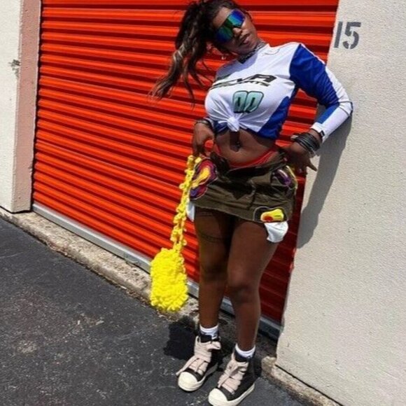 DVisionz Thermal Cargo Skirt Artist Abstract Micro Mini D.Visionz Women's XL 40 - Picture 2 of 6